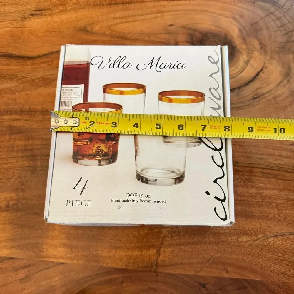 NWT Gold Rim 13oz Highball Glasses Set of 4